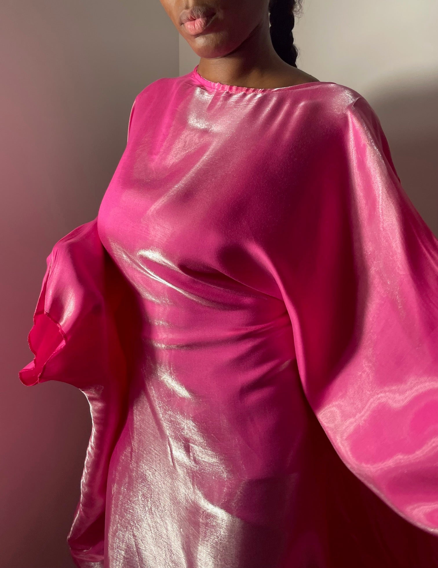 Robe satinée Beige Dorée