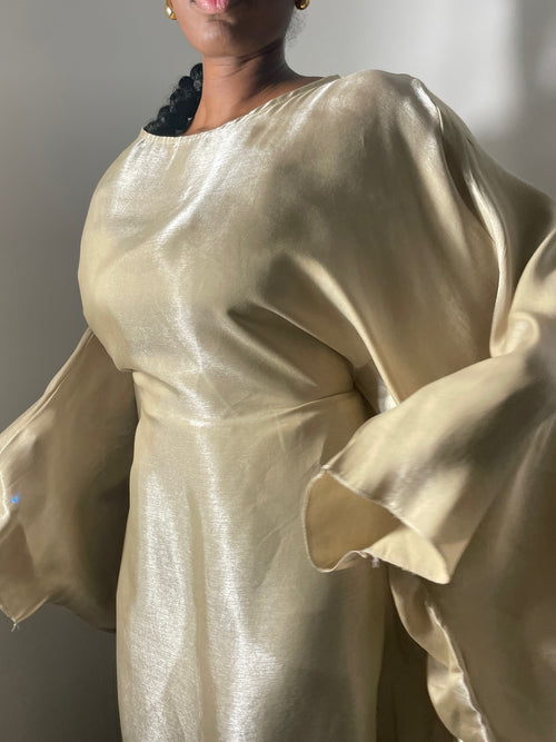 Robe satinée Beige Dorée